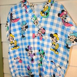 Vintage Minnie Mouse Gingham Scrub Shirt